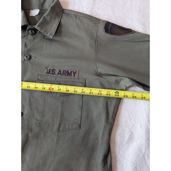 US Military Vintage 70s Men's Cotton Blend Utility OG-507 Field Shirt / Size L - Picture 9 of 11